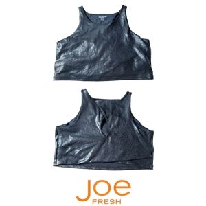 NWT Joe Fresh Foil Leather Look Cut Out Bra Top